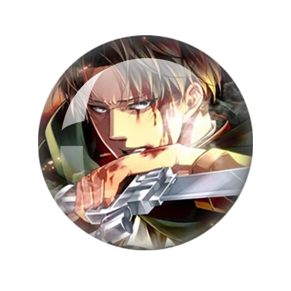 Japan Anime Attack On Titan Cartoon Figure Levi Eren Glass Cabochonphoto 12mm-40mm Cabochon Demo Flat Back Making Findings