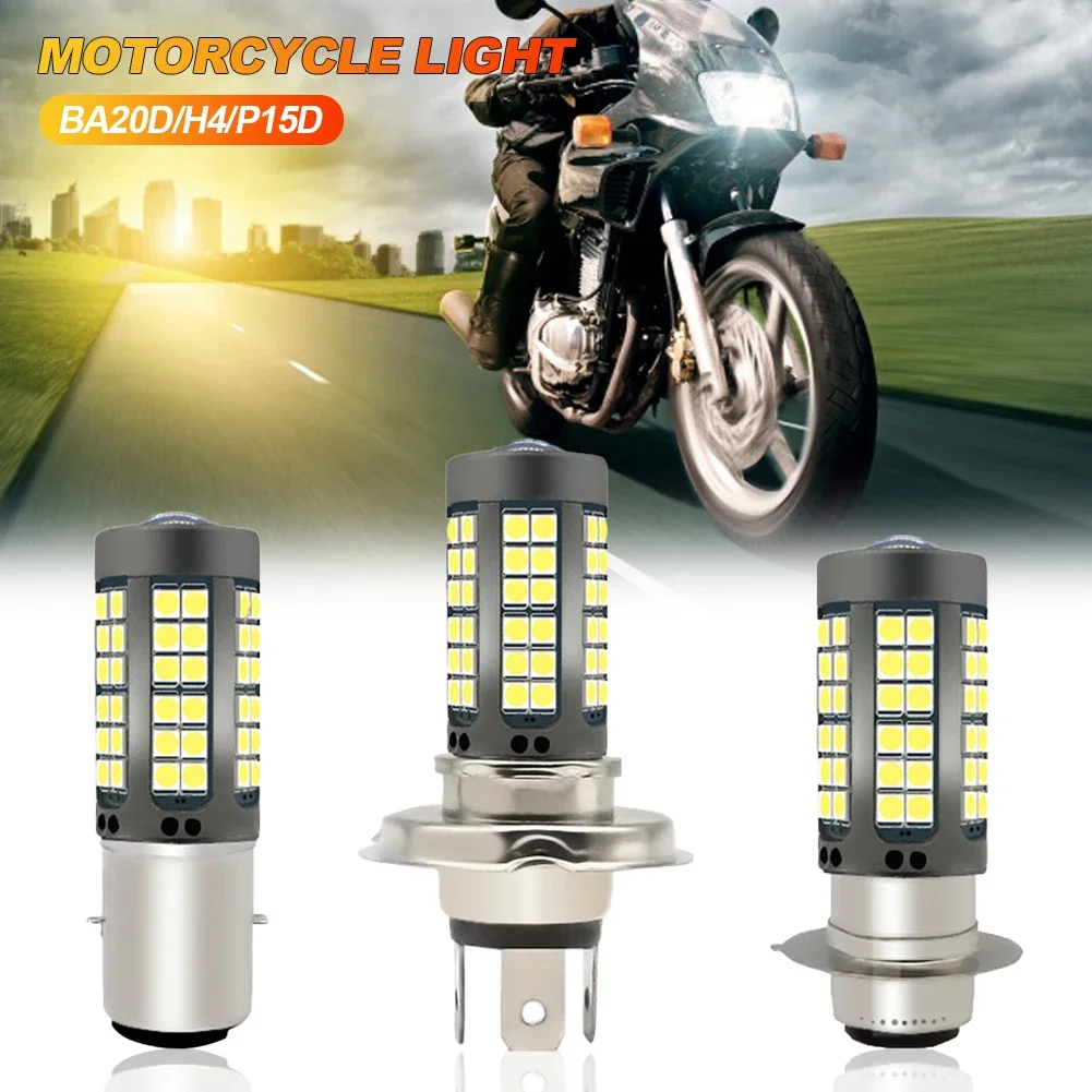 BA20D H4 P15D LED Motorcycle Headlight Bulbs 8000LM 12V Hi Lo Lamp Motorbike Headlight DRL Bright with 3030 Chip Plug and Play