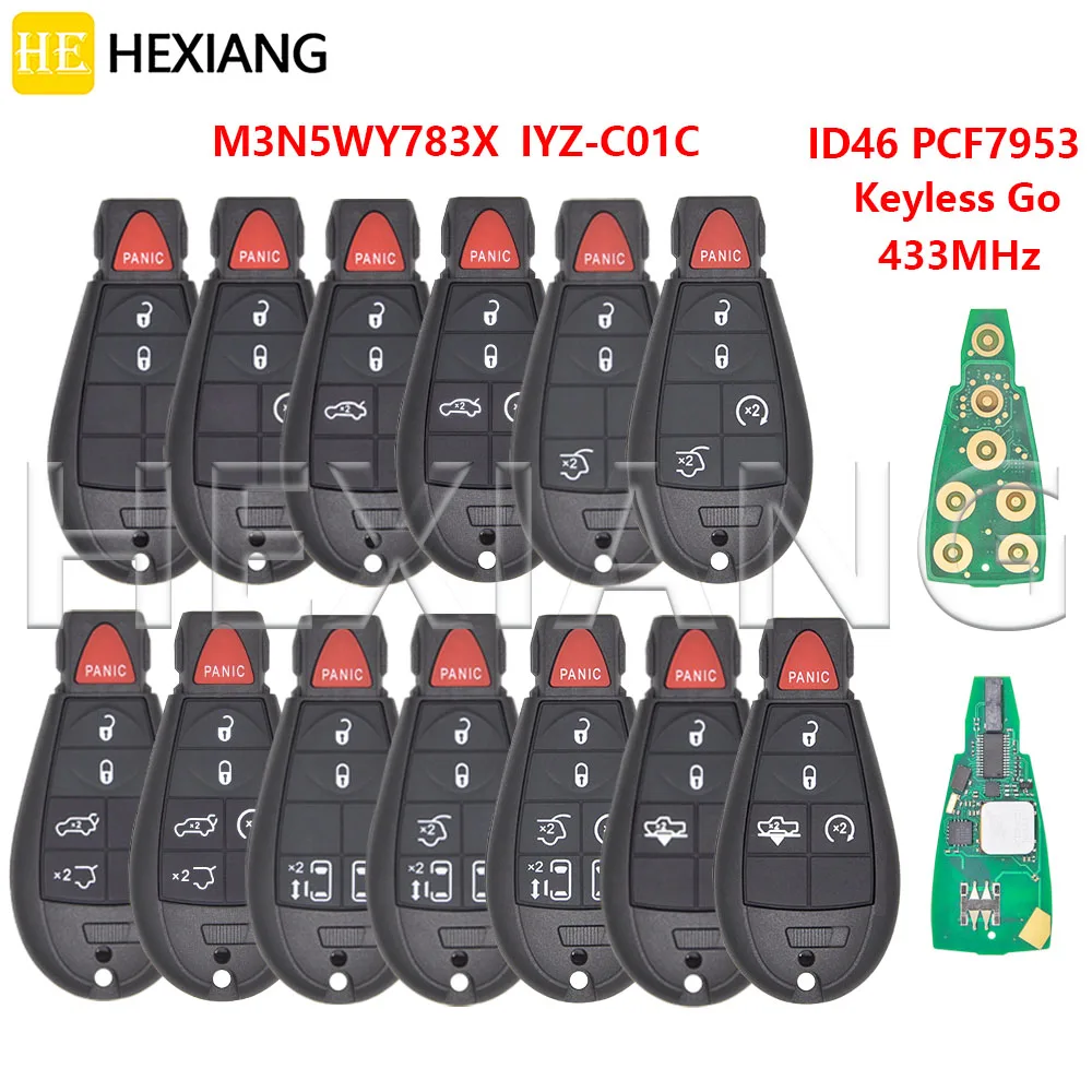

HE Keyless Go ID46 433MHz Car Remote Key 1YZ-C01C M3N5WY783X For Jeep Grand Cherokee Dodge Caravan Chrysler Town Country 300