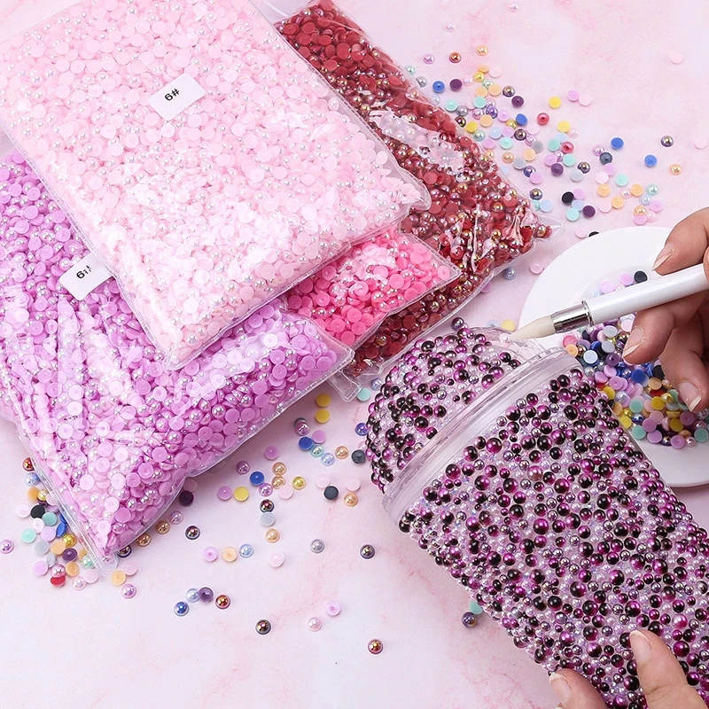 2-12mm/500-50PC Random random Semicircular shape flat Imitation pearls DIY art patch decoration accessories material loose beads