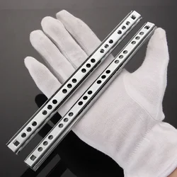 1Pair Micro Drawer slide Ball Guide Two Sections 17mm Wide Steel Fold Drawer Steel Ball Slide Rail Furniture Hardware Fittings