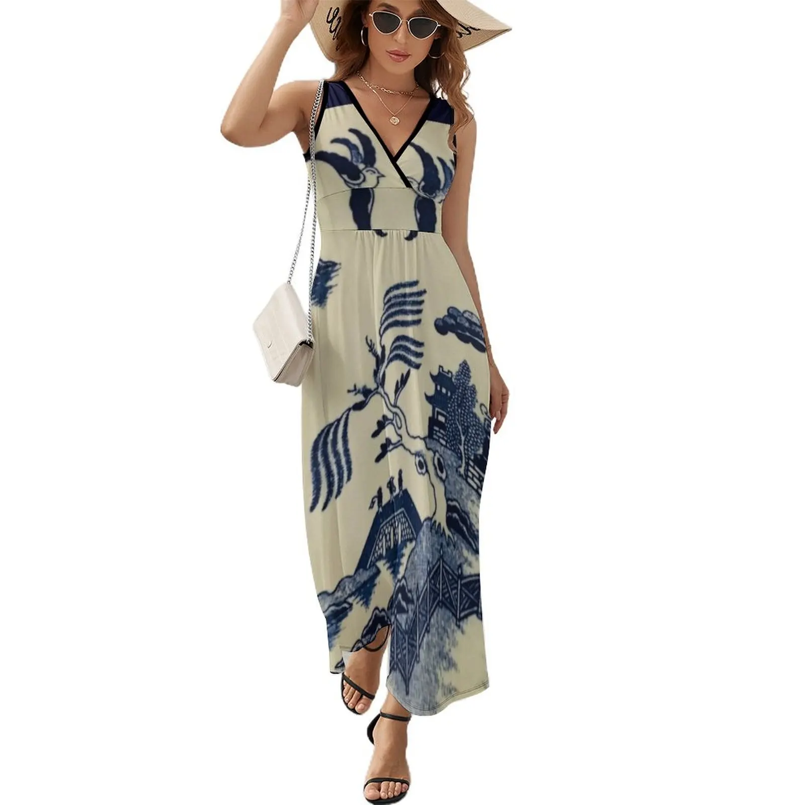 Blue Willow Pattern Sleeveless Dress ceremony dresses clothes for woman dresses for womens 2024