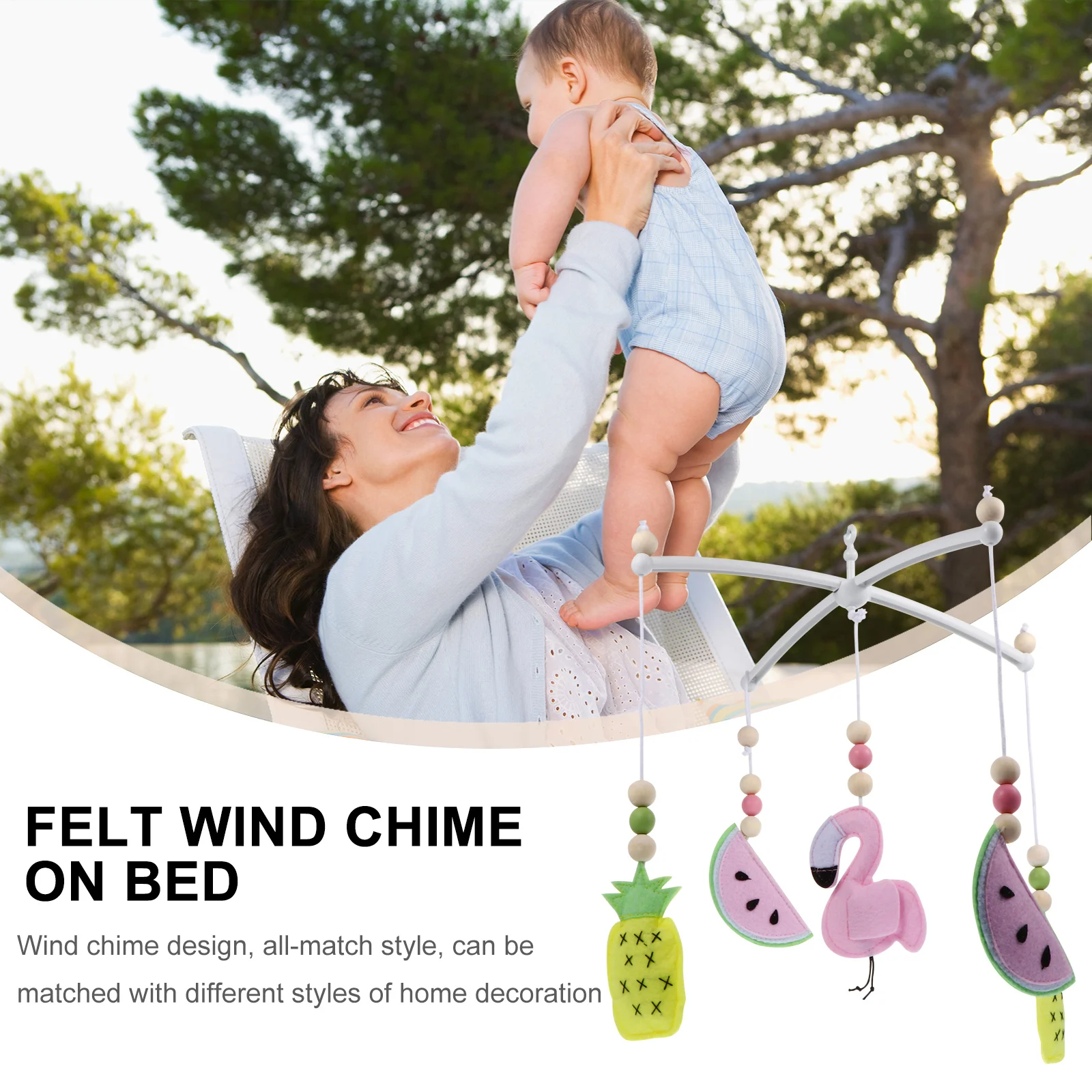 Carillon de berceau pour bébé, décoration en feutre pour la chambre des nouveau-nés, ornement de plafond pour la chambre des enfants, mobile suspendu pour poussette, accessoire