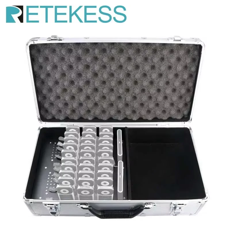 RETEKESS TT001 Charge Case Storage Box 32 Slot Aluminum Alloy For T130 Transmitter and T131 Receiver Wireless Tour Guide System