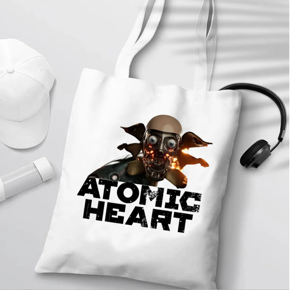 

atomic heart shopping bag handbag shopper cotton bolsa bag tote reusable bolsas reutilizables fabric sacolas