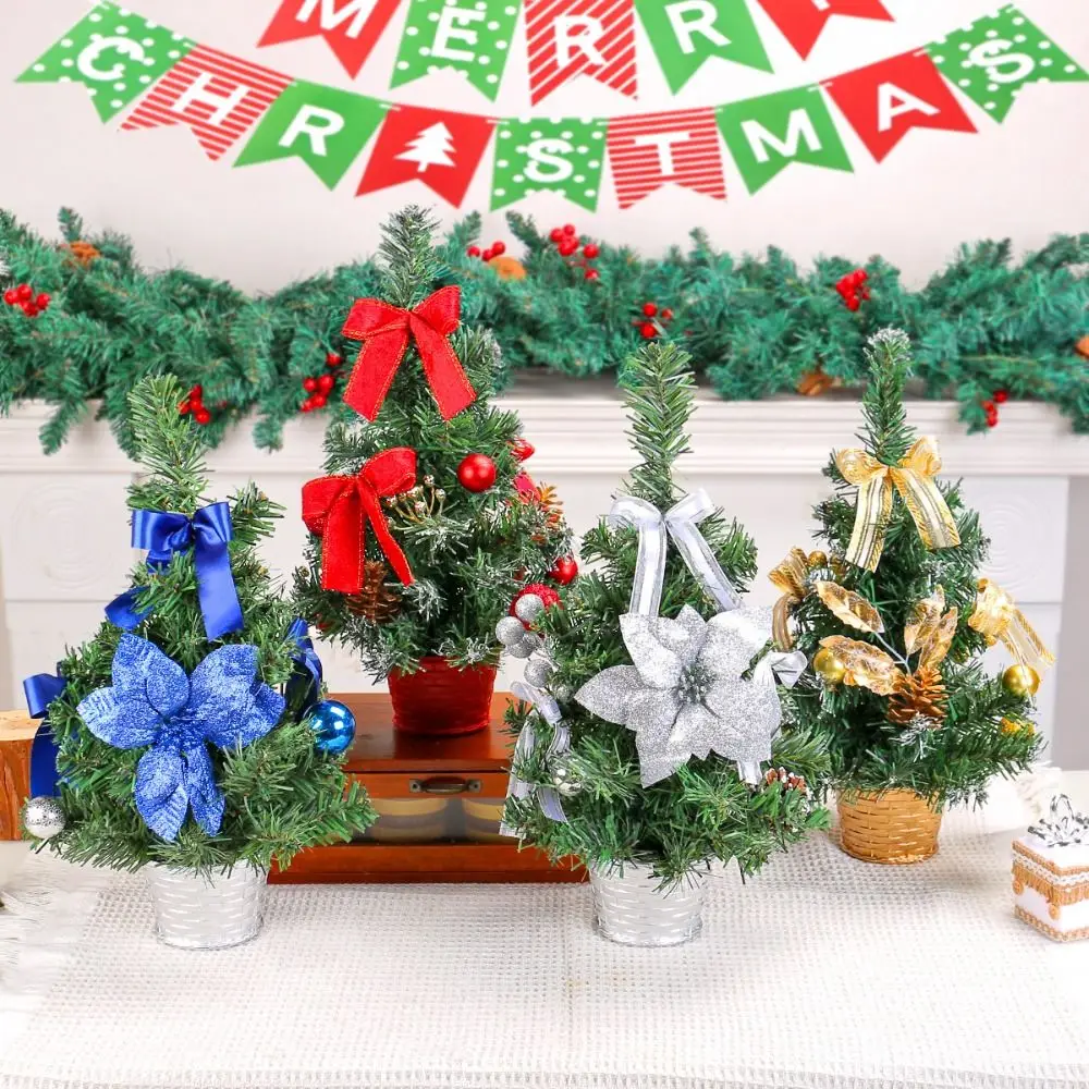 

Mini Christmas Tree Ornaments Shiny Plastic Small Christmas Tree Colorful DIY Handicraft Artificial Xmas Pine Tree
