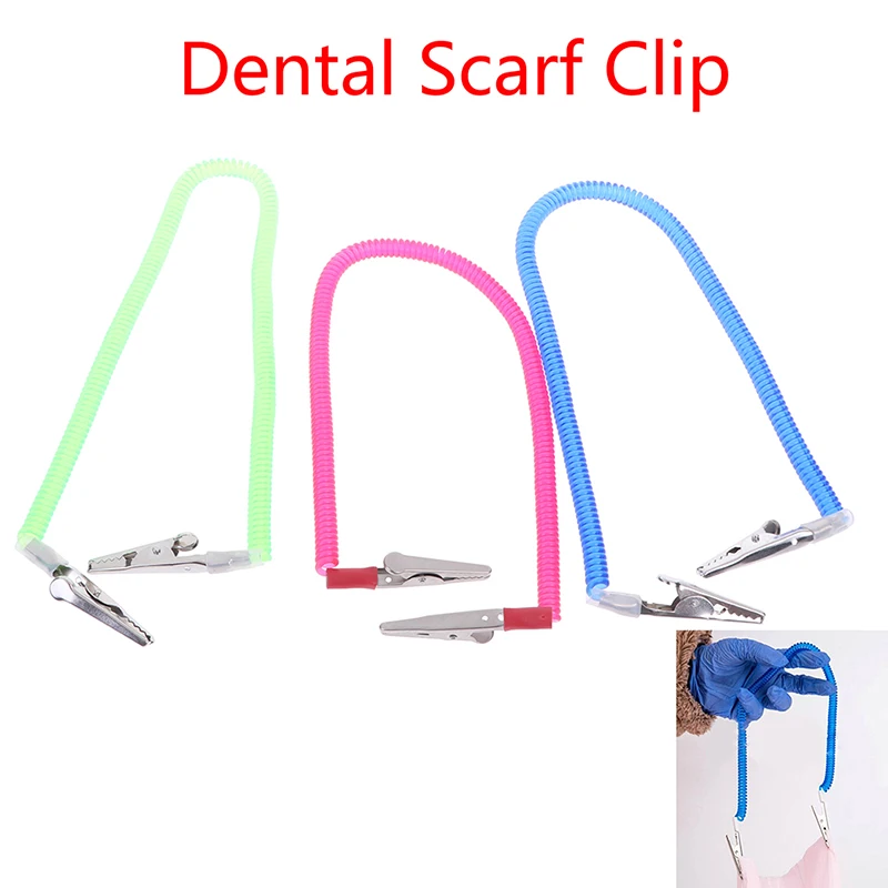 Clip para bufanda de piezas, servilleteros con cuerda de resorte, Material de odontología, herramientas dentales, suministros dentales orales, 1 unidad