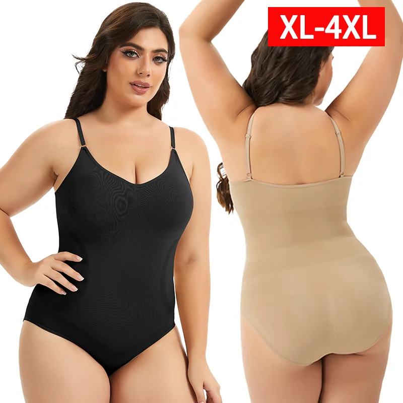 

Plus Size Womens Shapewear Striped Bodysuit Tummy Control Full Body Shaper Adjustable Strap Top Sexy Brief Butt Lifter Lingerie