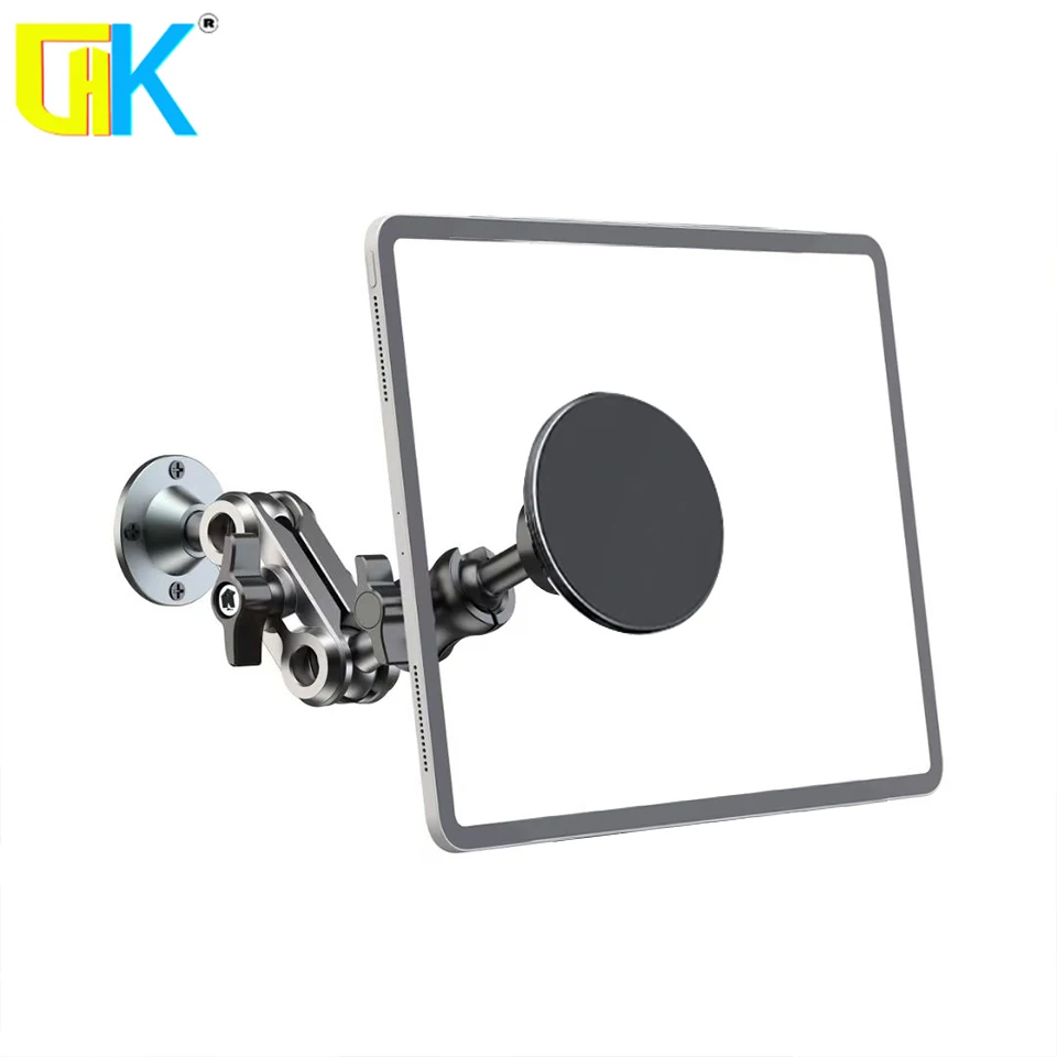 Car Phone Holder Aluminum Heavy Duty Drill Base Tablet Holder Car Mount Dashboard 360° Adjustable 2-Stage Stand for 4.7-11inch