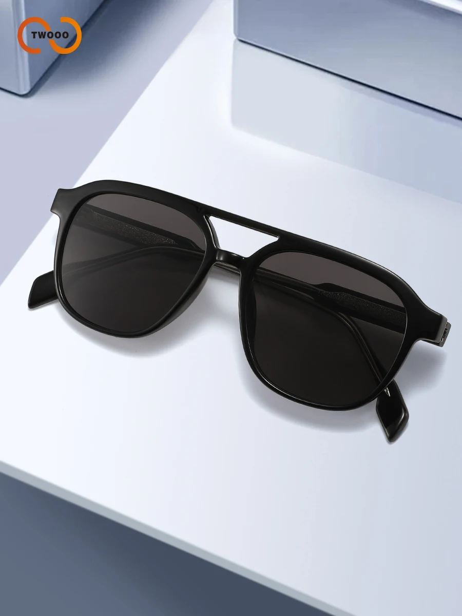 نظارات شمسية كلاسيكية للسيدات ذات جسر مزدوج، كلاسيكية، واقية من الشمس، متعددة الاستخدامات، مع إطارات TR خفيفة الوزن ومعابد من الأسيتات الأساسية. #4