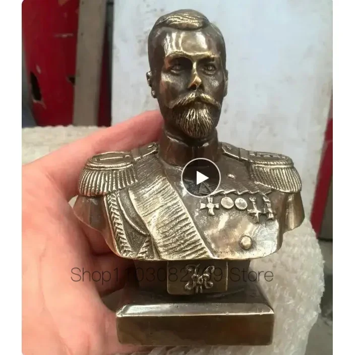 12CM Russian Tsar NICHOLAS II bust statue 5