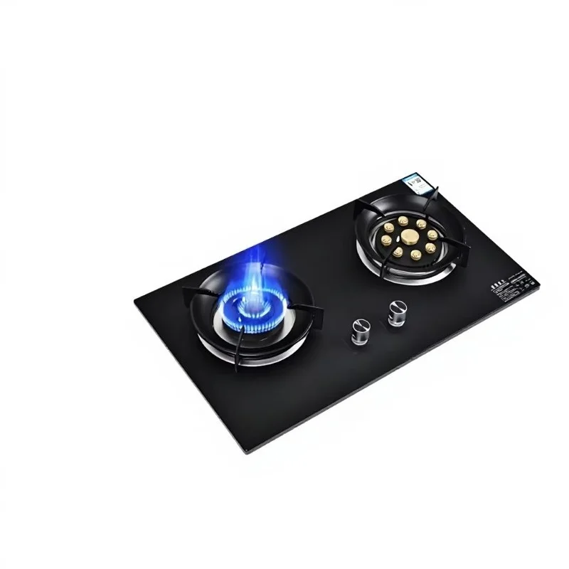 Built-in double stoves hot topic  stove gas burner ignition mode: no ignition device, the surface is frosted shatterproof glass