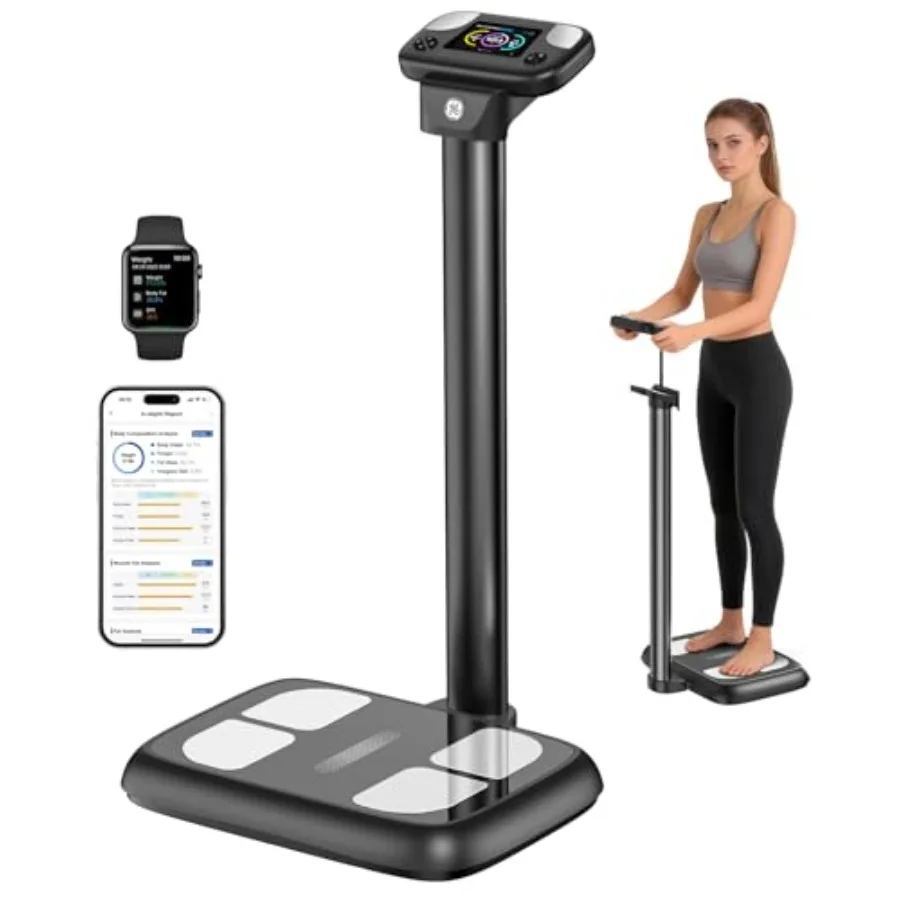 

Smart Body Scale with 8-Electrode Segmental Measurement for Home Gym Fitness Center - Digital Bluetooth Fat Scanner with BMI Mu