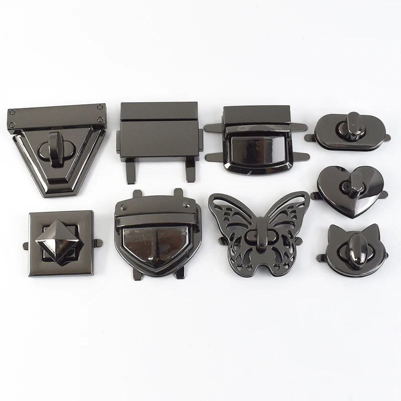 

2Pcs GunBlack Metal Lock Buckle Bag Handbag Twist Turn Buckles Purse Wallet Decoration Rotating Clasps DIY Bags Sewing Accessory