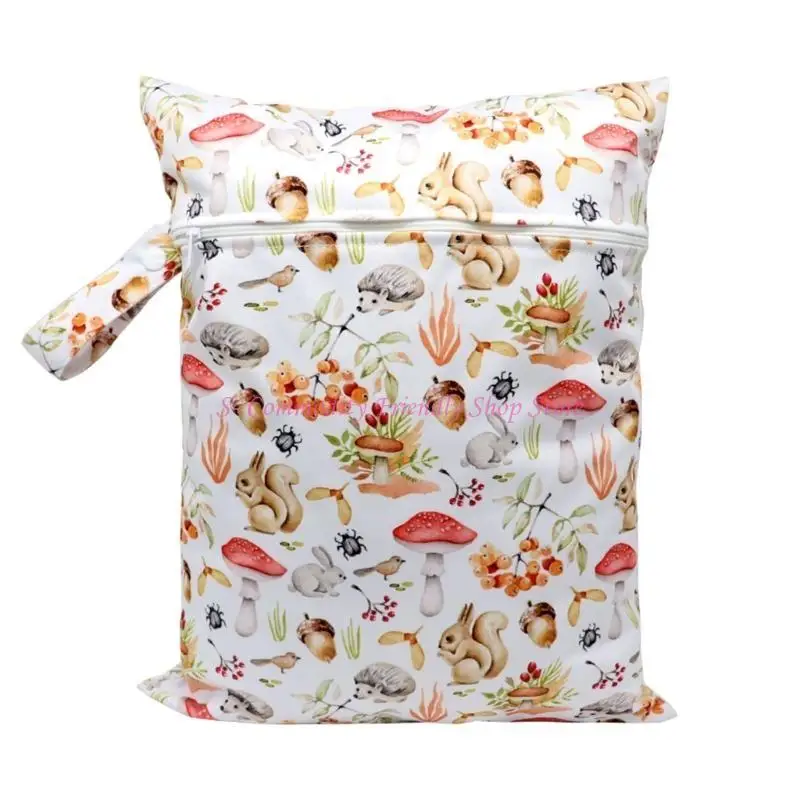 85AE Stylish & Practical Baby Diaper Bag  Cartoon Print Wet Dry Nappy Zipper Handbag for Travel Parents for Outings & Travels