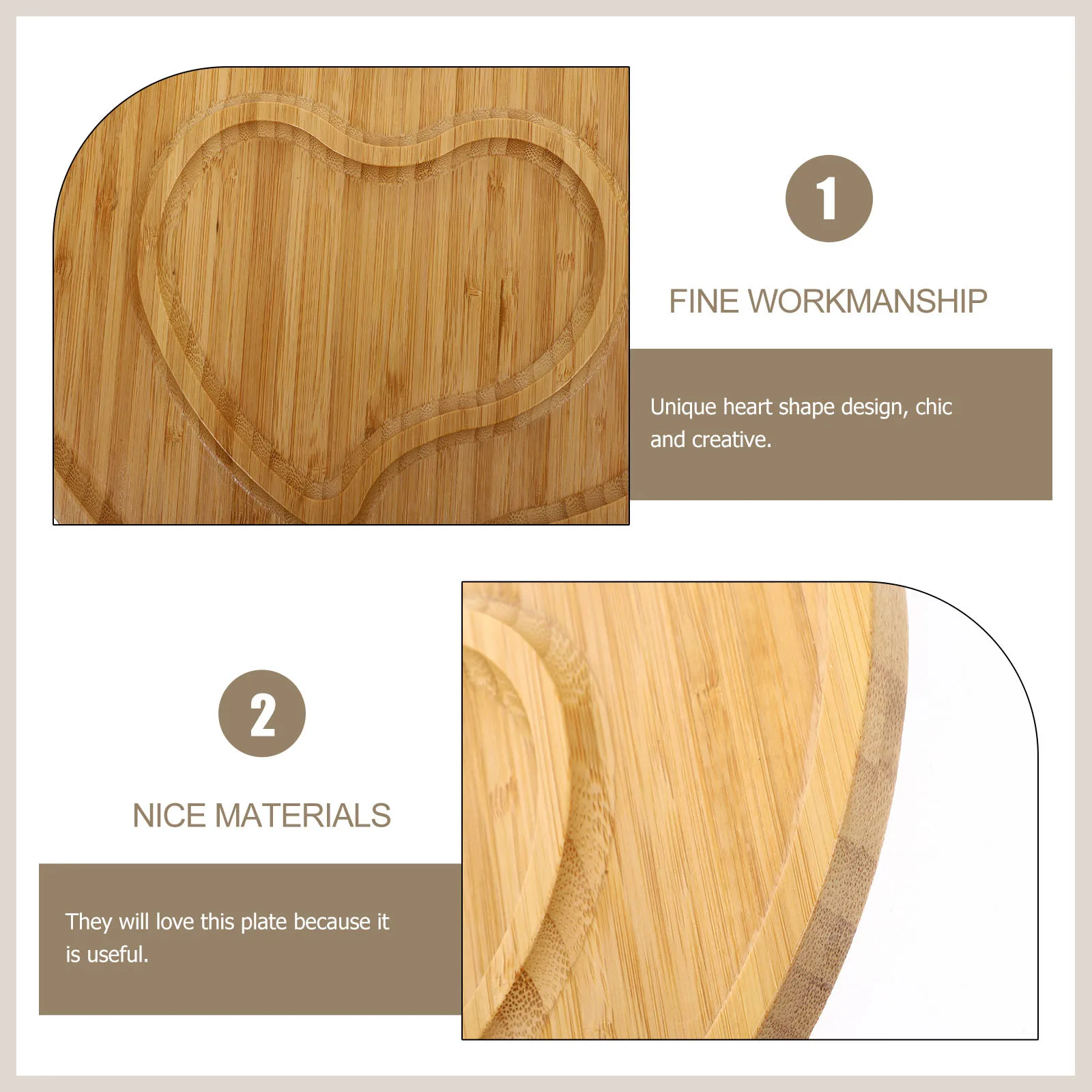 

Double-Layer Heart Shape Bamboo Serving Tray Large Capacity Snack Plate Reusable Dessert Tray Food Storage Plate for Home Use