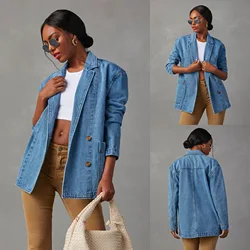 Retro Light Color Heavy Industry Washed Denim Suit Street Trend Button Pocket Long Sleeve Jacket-2024 Autumn And Winter New Fash