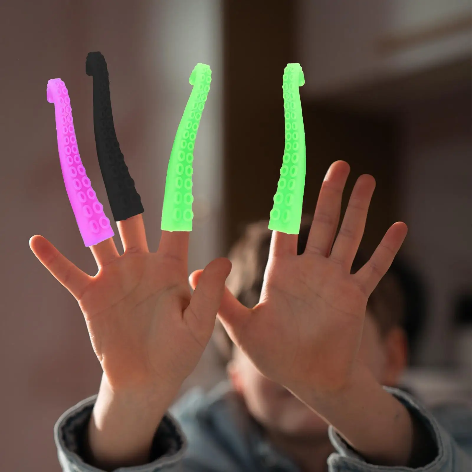10 piezas de juguetes para dedos, marioneta de pulpo para niños, dedos de calamar en forma