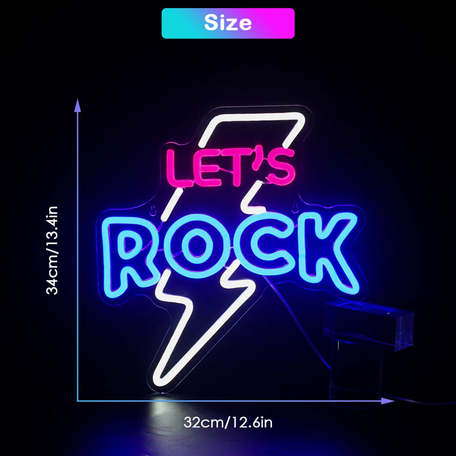 Imagem -03 - Lets Rock-led Neon Sign Bar para Wall Decor Usb Música Estúdio Jogo Sala Cerveja Clube Amantes Presentes