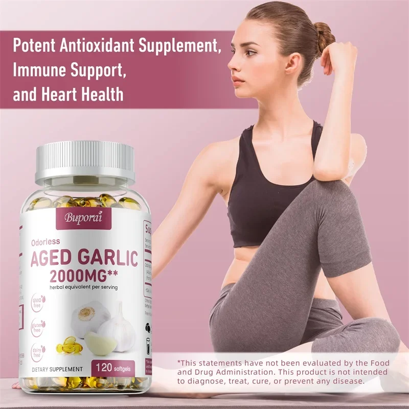 Odorless Aged Garlic - Improved Blood Circulation, Balances Cholesterol,Promote Heart Health,Immunity Support,Dietary Supplement