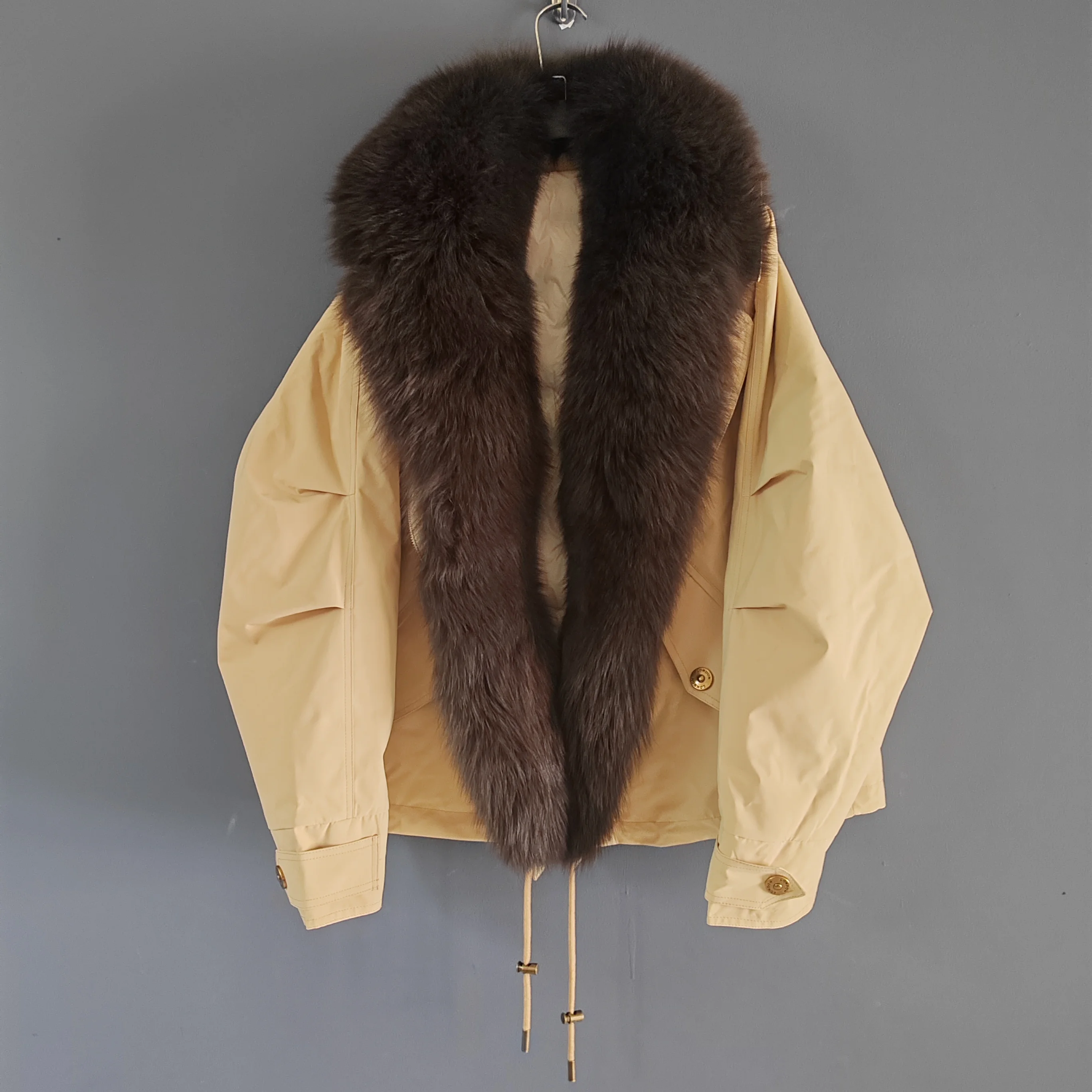 

Natural Fox Fur Parka Jacket White Duck Down Coat 2025 New Winter Clothes Female Puffer Jacket