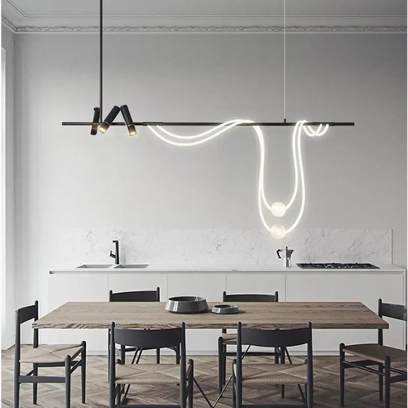 

Modern Black Led Chandelier Designer Pendant Lamps for Table Dining Room Kitchen Bar Home Decor Lighting Lusters Fixture