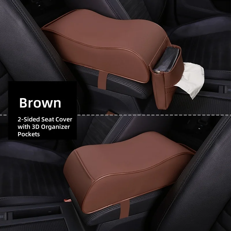 PU lederen auto armsteun middenconsole ergonomische curve vorm tissuezak opbergruimte auto-interieur geschenken