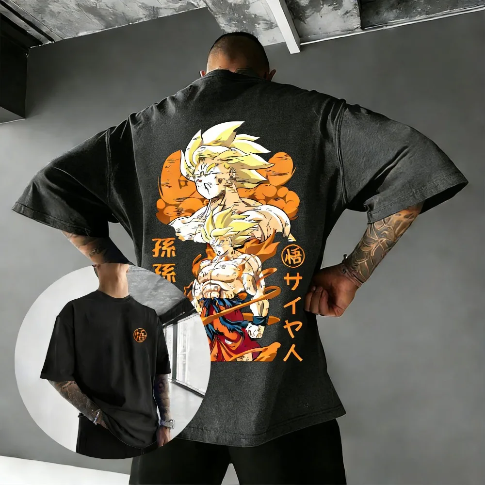 2026 Summer Dragon Ball T-shirt 100% Cotton Oversized Goku Super Saiyan Print Vintage Gym Streetwear Unisex for Men Women Kids - view 3