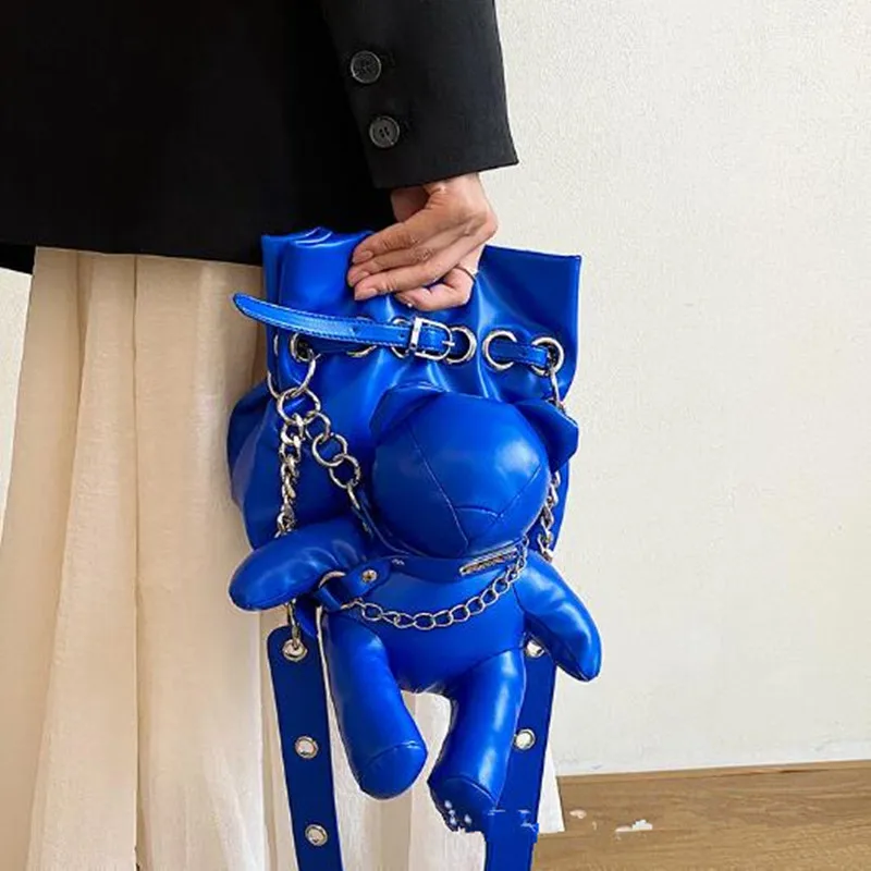 

Japanese Trend Bear Crossbody Bag Girl Personality Doll Student Bucket Bag Funny Street Cool Doll Shoulder Bag 2025 New