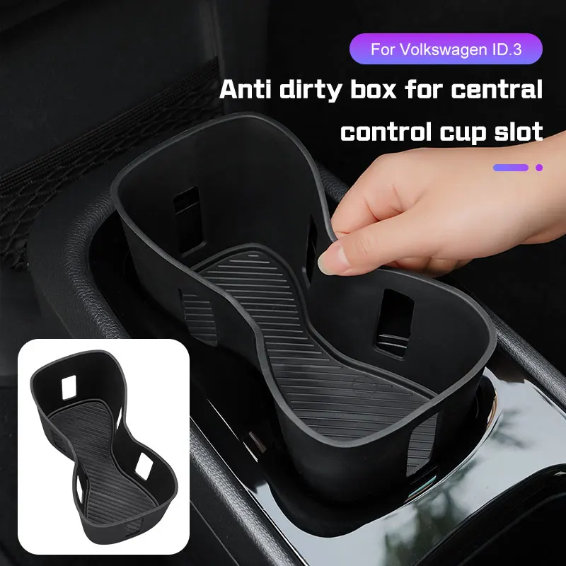 

For Volkswagen VW ID.3 ID3 2020-2025 Car Water Cup Holder Central Control Storage Box Drinks Holder Silicone Tray Accessories