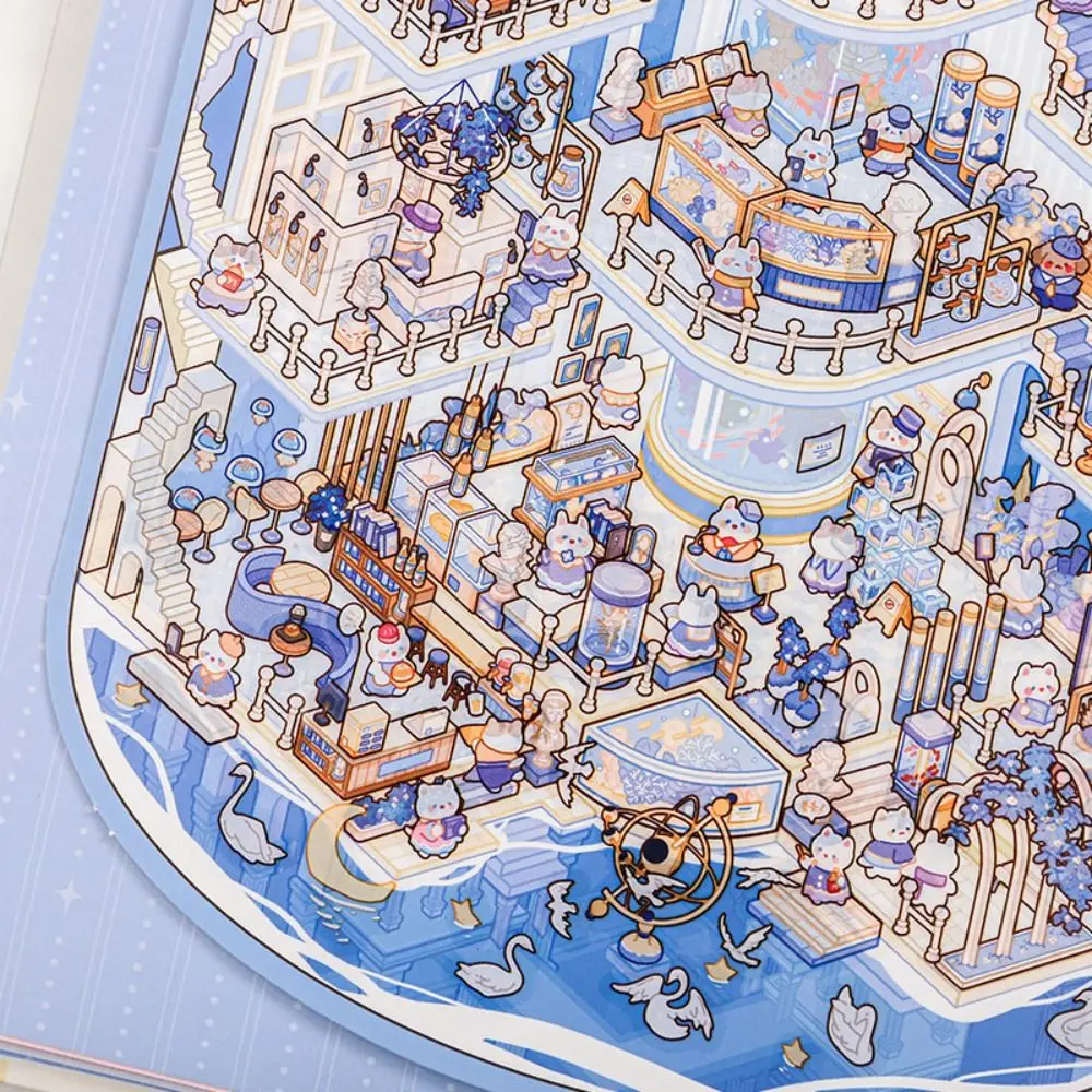 

New PET Miniature Scene Collection Visual Stacking Cartoon Scene Stickers Super Large 3D Tent Sticker Decoration