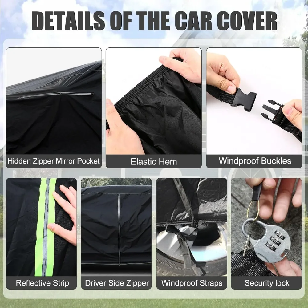 

Universal Waterproof Car Cover with Cotton Liner, Zipper Access & Lock for 6ft Short Bed Trucks - All Weather Protection