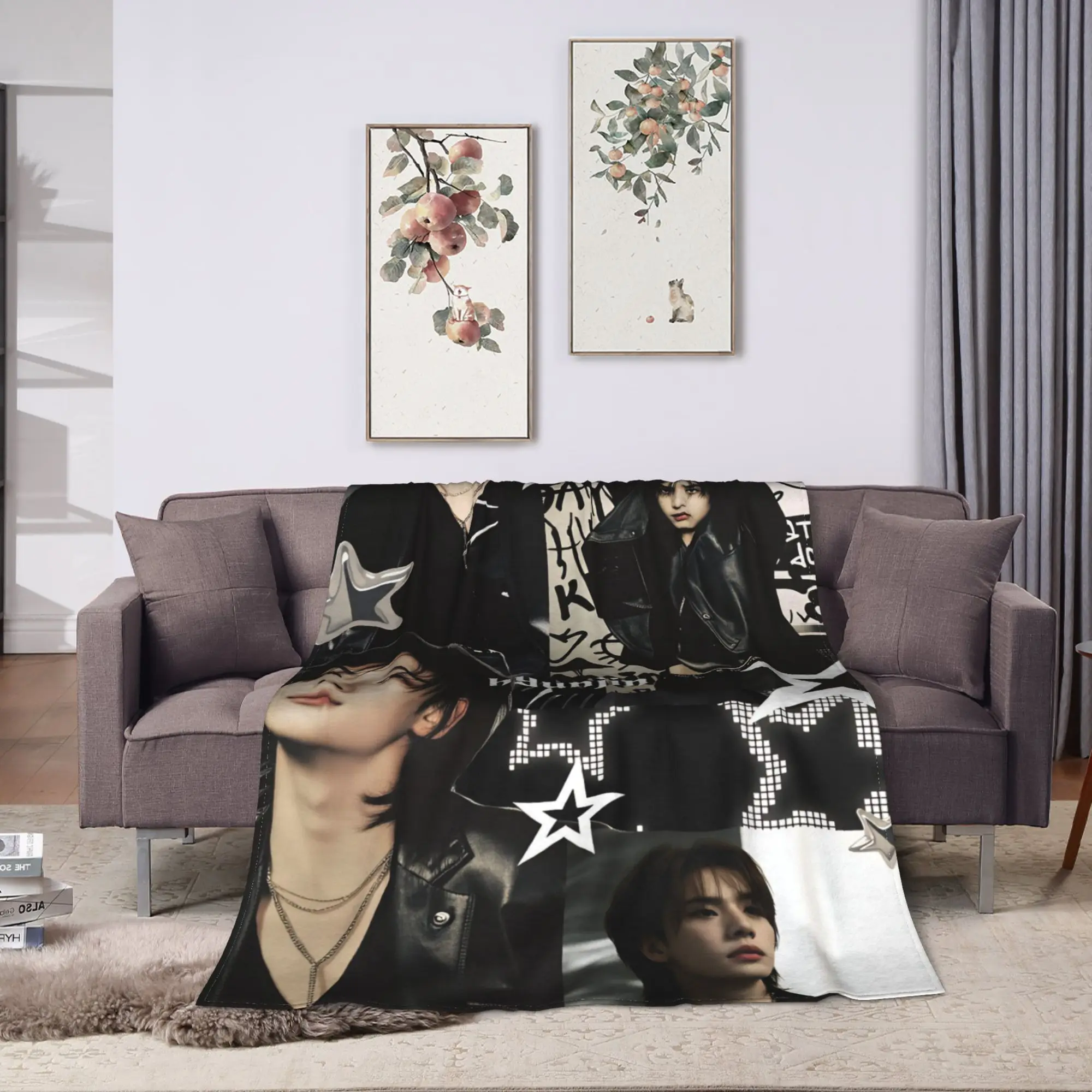 Rockstar Hwang Hyunjin Bedding Throws Comfortable Fashion Blankets  For Couch Chair Picnic Flannel Bedspread Bed Cover