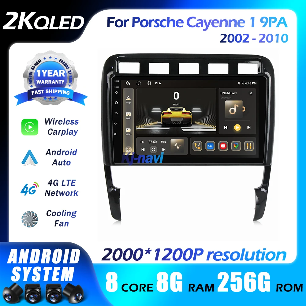 

9" Android 14 Car Radio Carplay Player For Porsche Cayenne 1 9PA 2002-2010 Navigation Multimedia Video Stereo GPS 4G Auto 2 Din