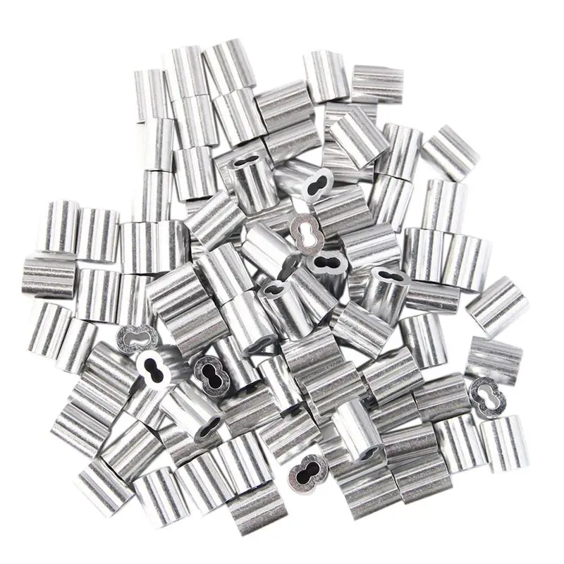 100Pcs Aluminum Crimping Loop Sleeve For 3Mm Diameter Wire Rope And Cable
