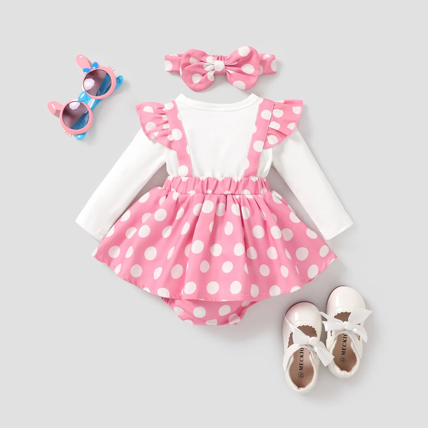 PatPat Baby Girl Rabbit Pattern Ruffle Long Sleeve Romper  rabbit Casual/Outdoor Suitable for Autumn Season Comfortabl