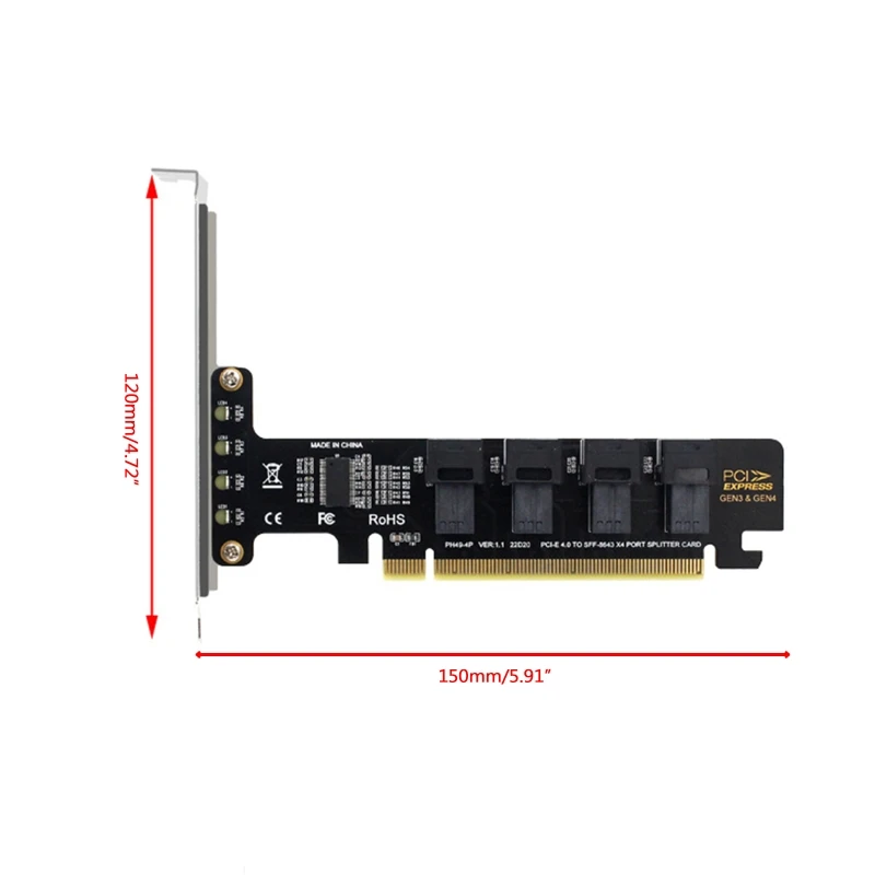 Scheda espansione PCIE X16 a 4 U.2 NVME SFF-8643 SFF-8639 Scheda split PCI-E4.0