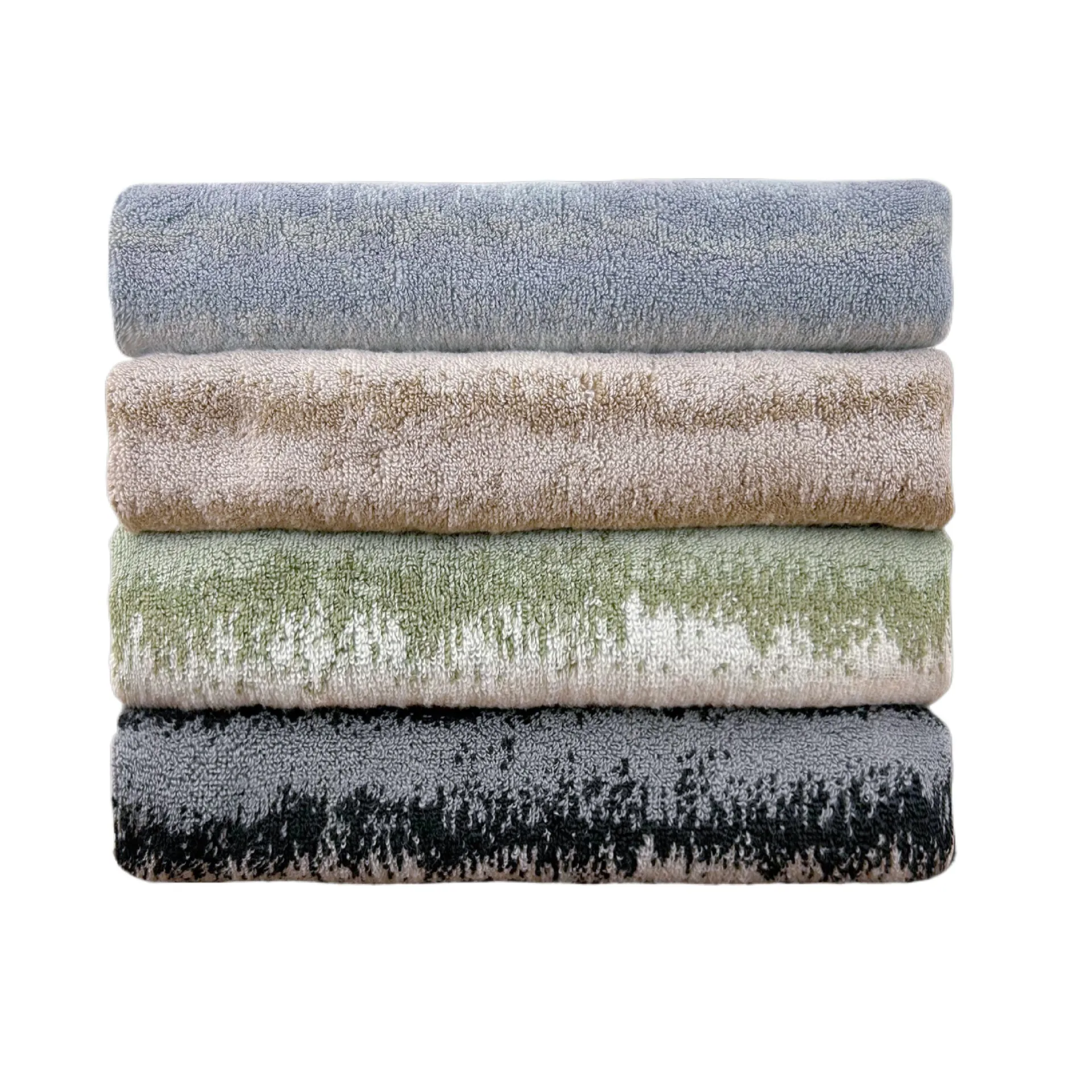 

100% Cotton Thicked Gradient Color Bath Towel Yarn-dyed Jacquard Towels Absorbent Soft Beach Towels Bathroom Towel