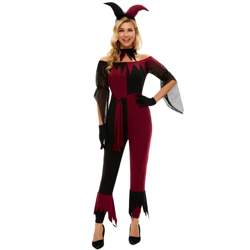ロールプレイング制服ハロウィン女性ピエロ悪魔コスプレ衣装