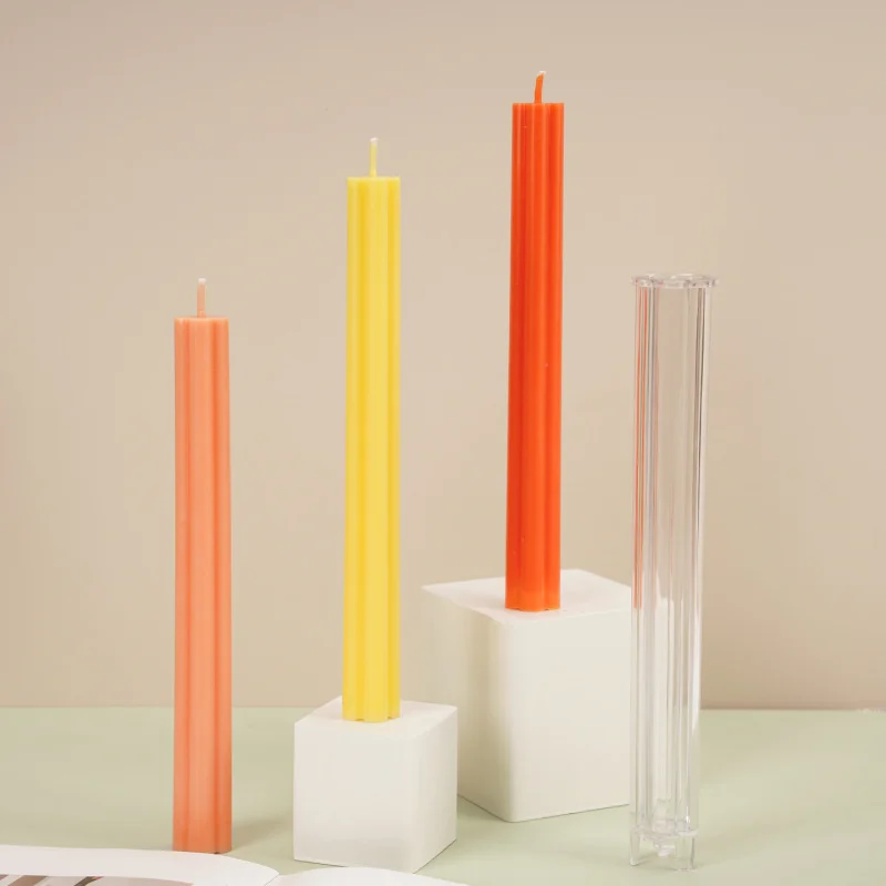 

2pcs Plum Blossom Long Stem Candle Mold - Floral Scented Candle Acrylic Plastic Mold for Home Fragrance Decor