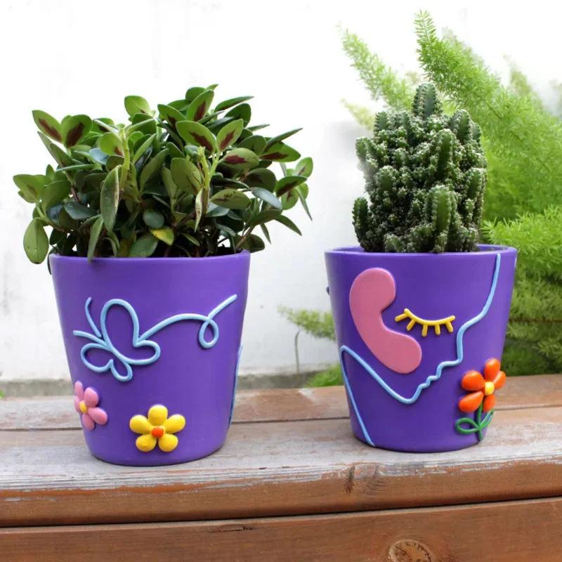 

Purple Mood Flowerpot Smell Flower Pots Decorative Ornaments Resin Ornaments Balcony Furnishings Outdoor Creative Flower Pots