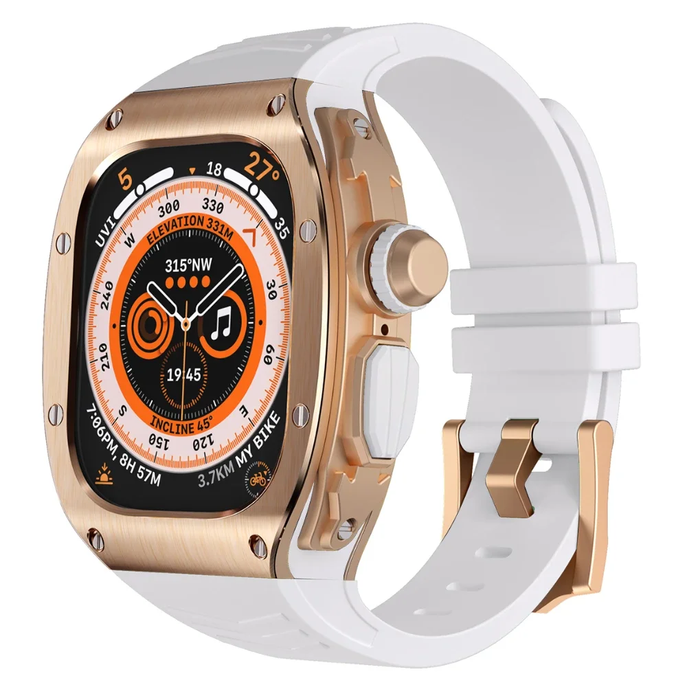 Silicone Strap For Apple Watch band Ultra 49MM Metal case For IWatch Series 49mm Cover DIY Modification Kit Bezel Sport Bracelet