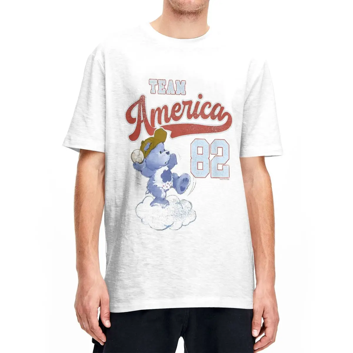 Men Women T-Shirt Care Bears Team America 82 Grumpy Bear Vintage Baseball Cotton T Shirt Crewneck Clothes Gift Idea Tee Shirt