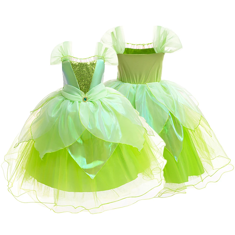 Girls Fairytale Inspired Frog Princess Sleeveless Dress Kids Parties Performances and Cosplay Events Dresses Girls Dresses