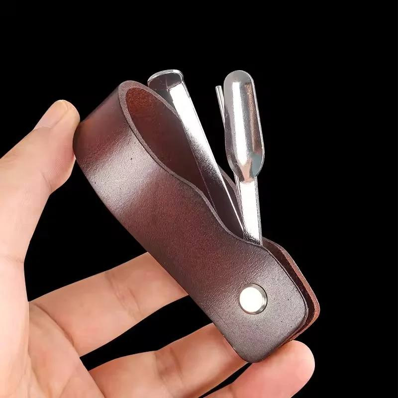 Premium Leather Tobacco Pipe Stand Rack Holder with Pipe Tamper Press Rod and Cleaner Practical Smoking Pipe Tools view 4
