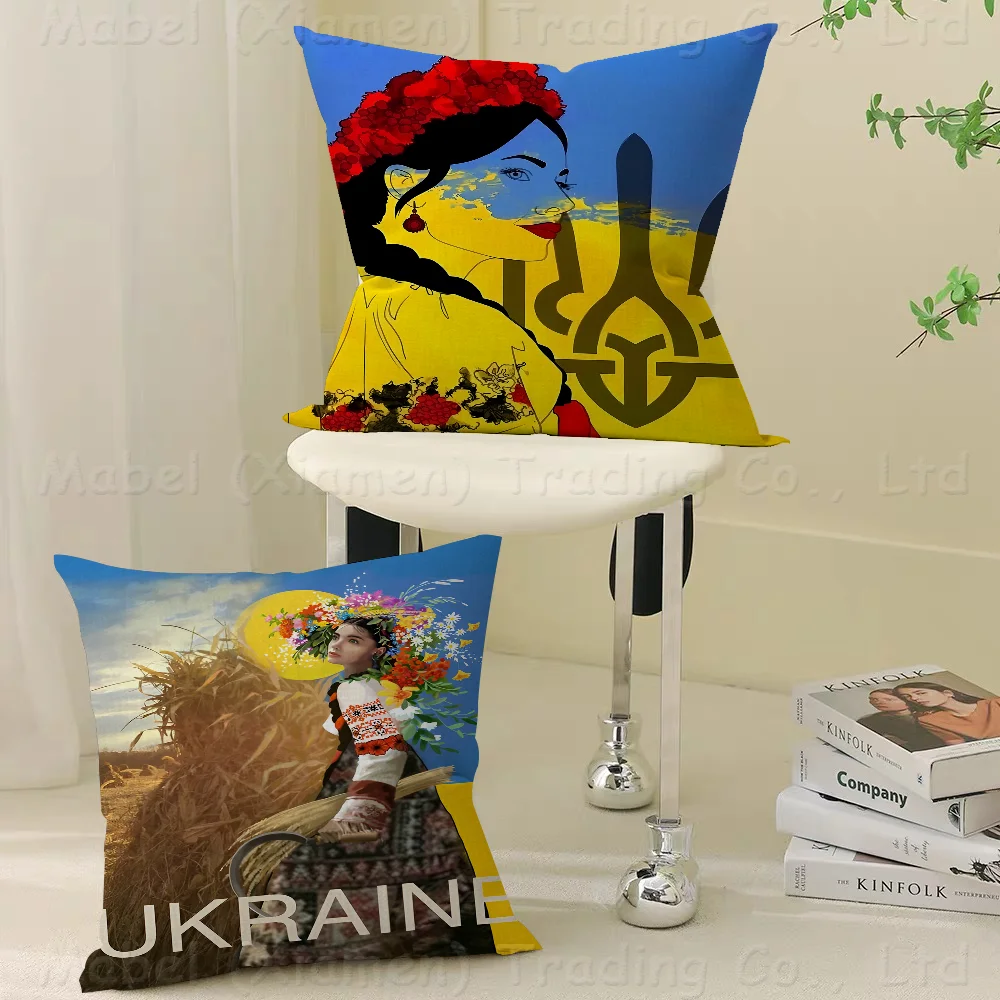 

Ukraine Flag Girl 45*45cm Cushion Cover Pillow Cover Decor Pillowcase Home Pillowcase For Couch Pillow