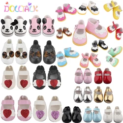 5CM Bow Knot Heart Leather Doll Shoes For 14 Inches American&35CM Baby Girl Doll Cute Mini Shoes Boots For Nancy Doll Toy Gift