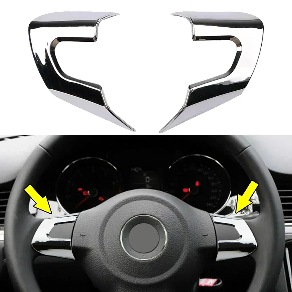 Car ABS Chrome Steering Wheels Stickers Cover Sequin Trim For Golf 6 MK6 For MK5 Cars Styling Trim Accessory Parts