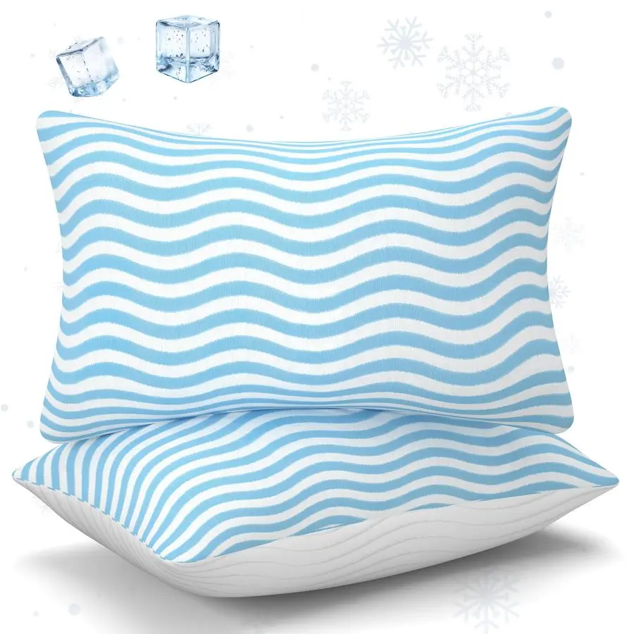 

Комплект из 2 подушек Queen Size с регулируемой высотой, наполненные из измельченной пены с эффектом памяти, охлаждающие, для сна на боку, спине и животе