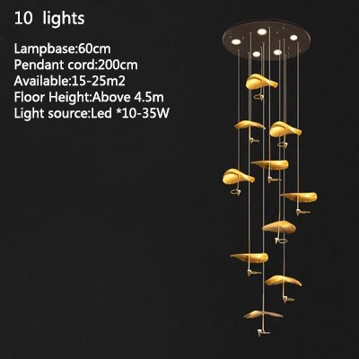 Loft Nordic LED lotus Plafondkroonluchter voor woonkamer keuken koper Hangende hanglamp lamp Slaapkamer kinderkamer